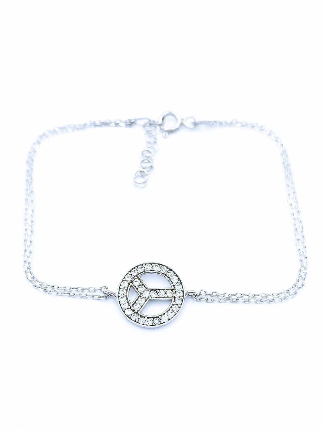Silver 925 peace or snowflake 2 chain hand bracelet, MODEL-SIZE-CHAIN LENGTH: 1-Design diammeter: 12mm-Chain Length: 16.3+3cm Adjustable