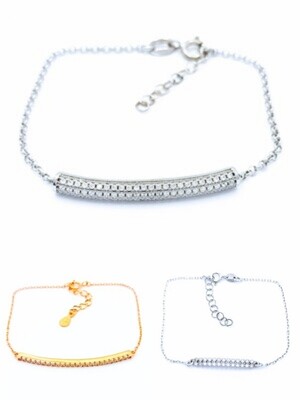 Silver 925 1,2 or 4 line white stone hand bracelet