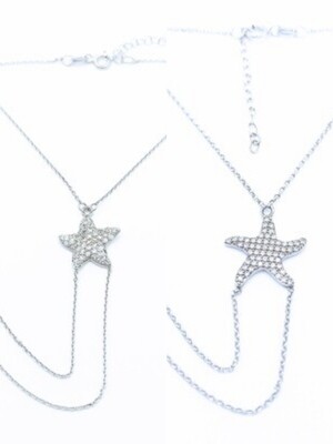 Silver 925 stone sea star bracelet ring