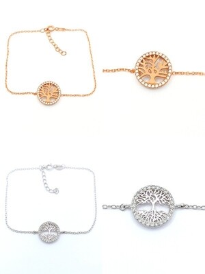 Silver 925 stone Tree Of Life hand bracelet