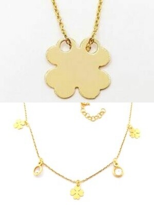 Silver 925 four-leaf clover (Quadrifoglio) gold necklace