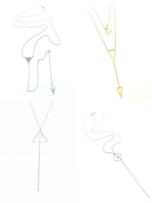 Silver 925 triangle stone tie necklace