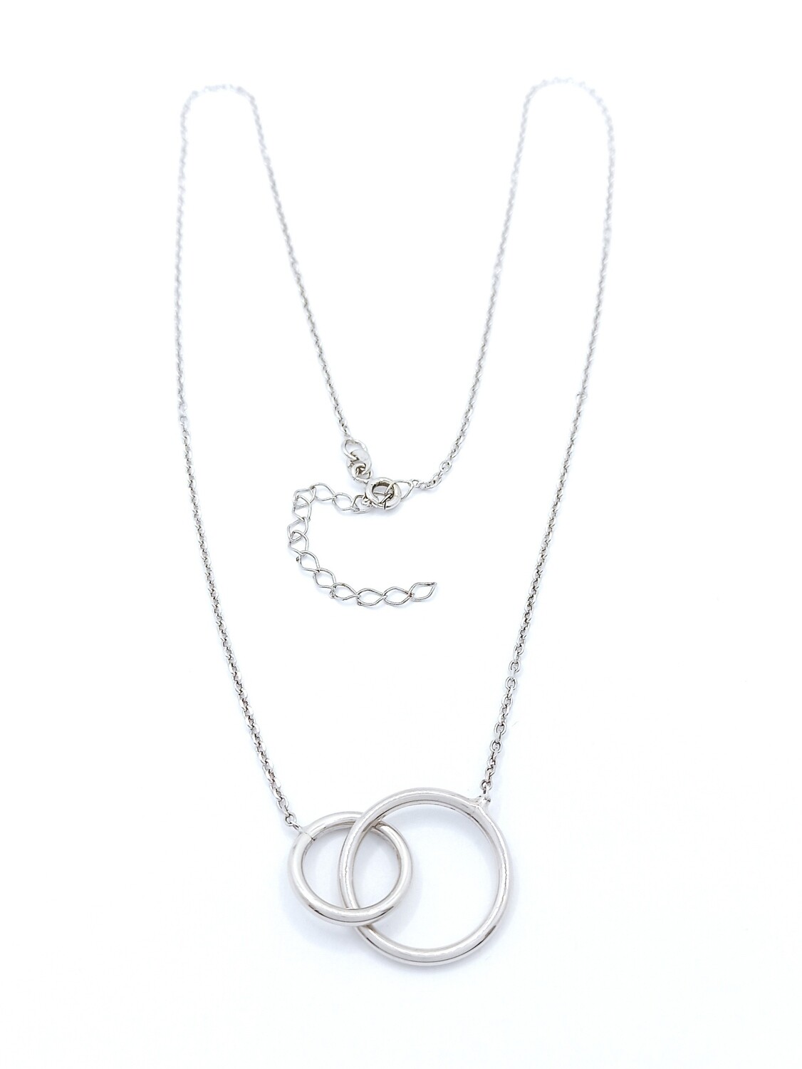 Silver 925 single or double circle necklace, MODEL-DESIGN-CHAIN LENGTH: 1-DOUBLE CIRCLE-Chain Length: 50+4.5cm Adjustable