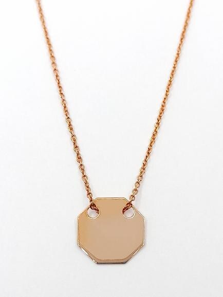 Silver 925 polygon &amp; square rose necklace, SHAPE: POLYGON SHAPE