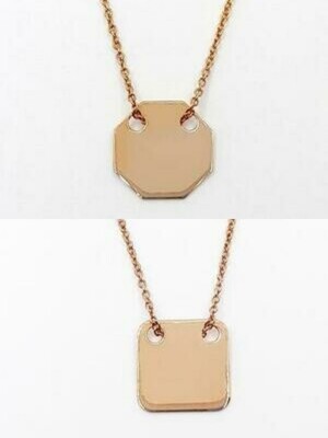 Silver 925 polygon &amp; square rose necklace