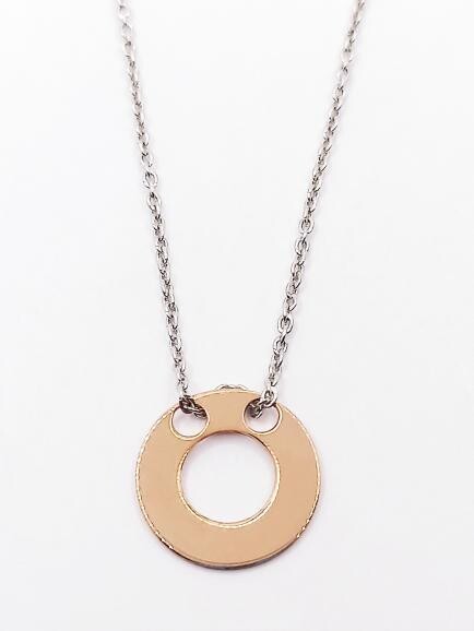 Silver 925 round design 2 color necklace, COLOR: Rose gold plated