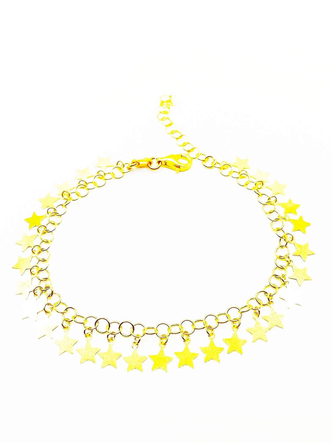 Silver 925 dangling star hand bracelet, MODEL-COLOR: 1-Gold plated-Chain Length: Adjustable to all sizes max.19cm