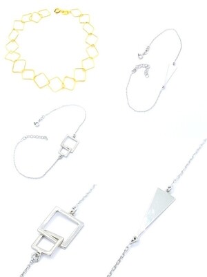 Silver 925 square or triangle hand bracelet