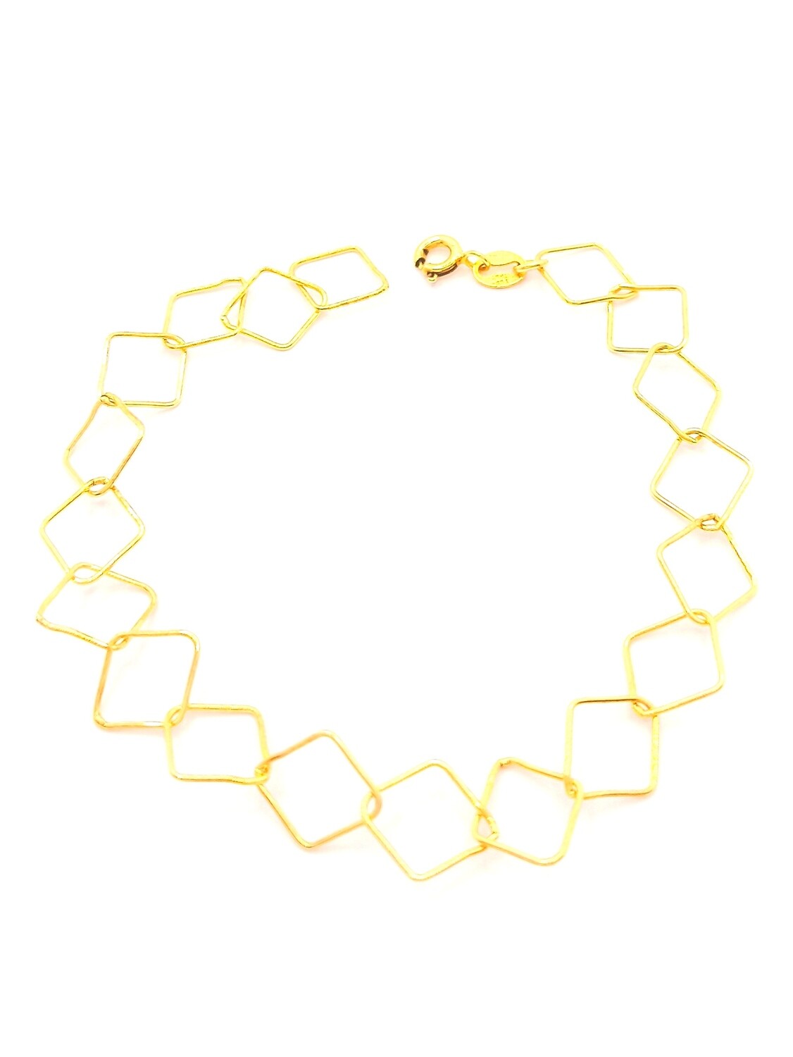 Silver 925 square or triangle hand bracelet, MODEL-COLOR-CHAIN LENGTH: 1-Gold-Chain Length : 18cm Adjustable in all sizes