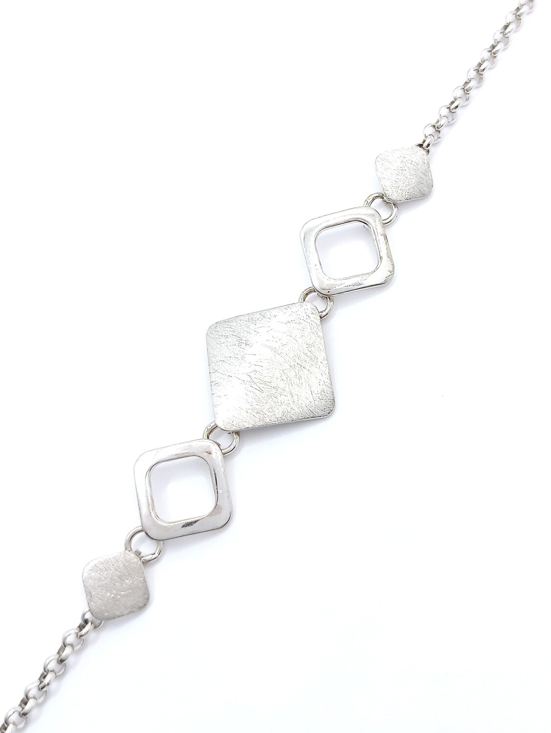 Silver 925 fancy square or round design hand bracelet, MODEL-CHAIN LENGTH: 1-Bracelet Length: 17+2.5cm Adjustable