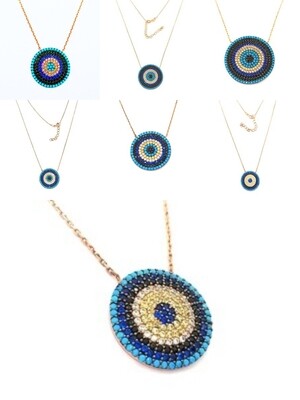 Silver 925 evil eye rose gold necklace