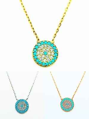 Silver 925 evil eye colorful stone necklace