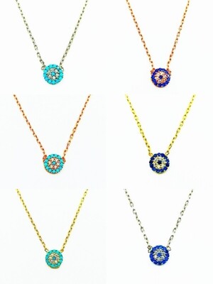 Silver 925 evil eye colorful stone necklace