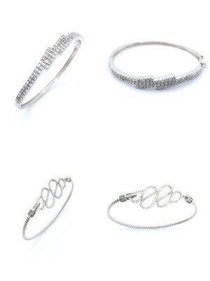 Silver 925 white stone bangle hand bracelet