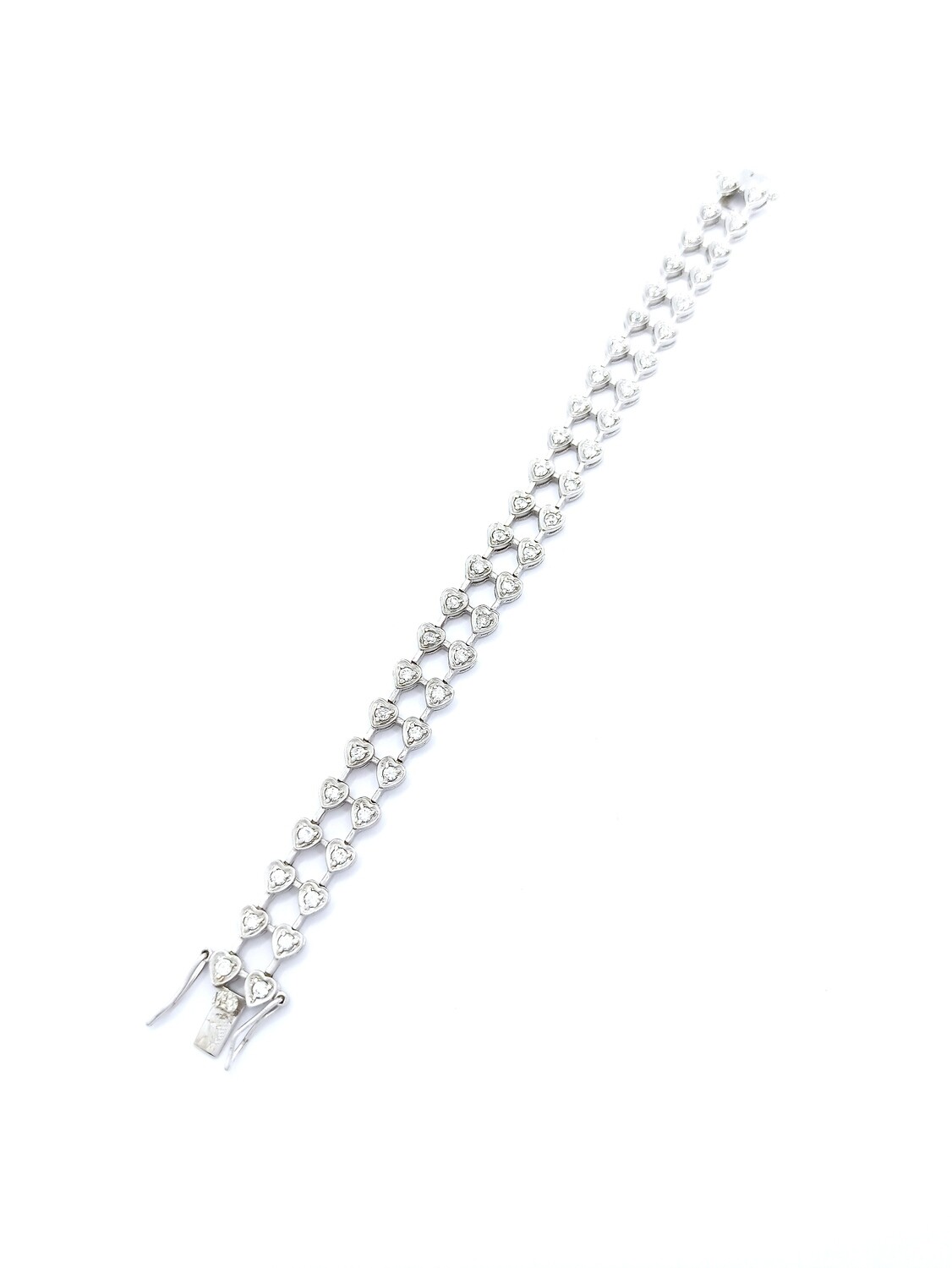 Silver 925 wide stone riviera hand bracelet, MODEL-STONE COLOR-SIZE-CHAIN LENGTH: 1-White-Design width: 1cm-Chain Length: 17.8cm with double lock