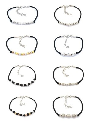 Silver 925 ball design hand cord bracelet