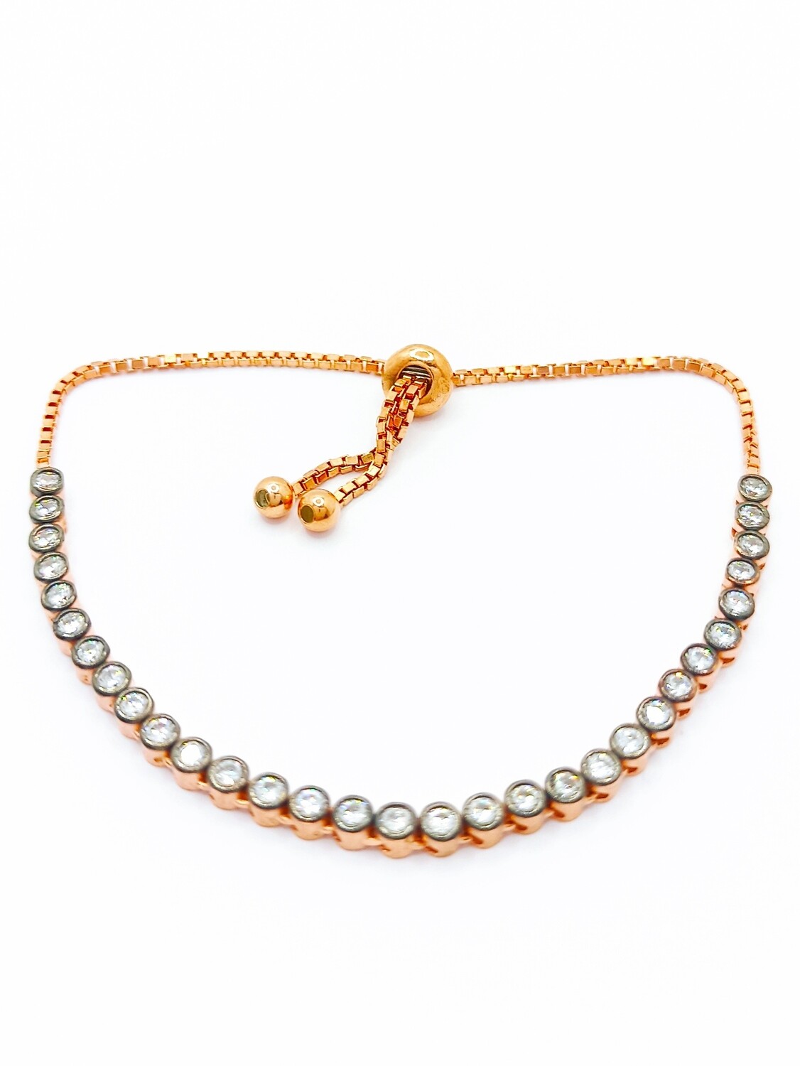 Silver 925 elevator hand bracelet with circular stone, MODEL-STONE TYPE: 1-Stone : CZ White zirconia