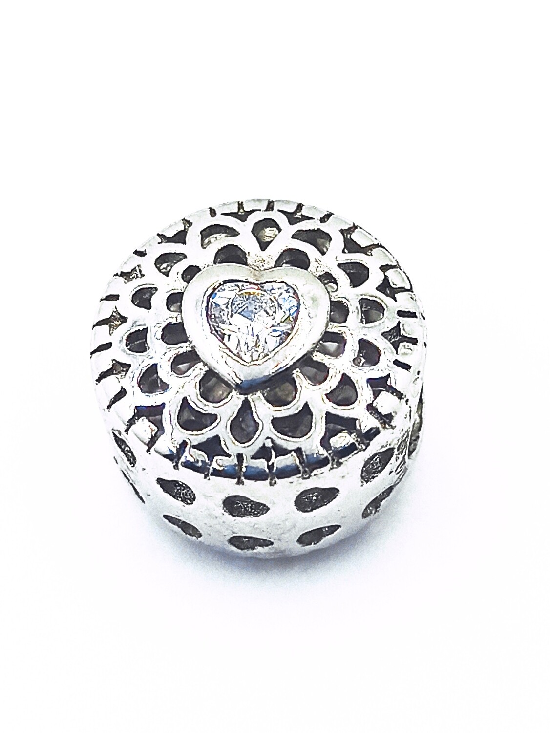 Silver 925 heart charm bracelet, MODEL-COLOR: 1-White gold plated