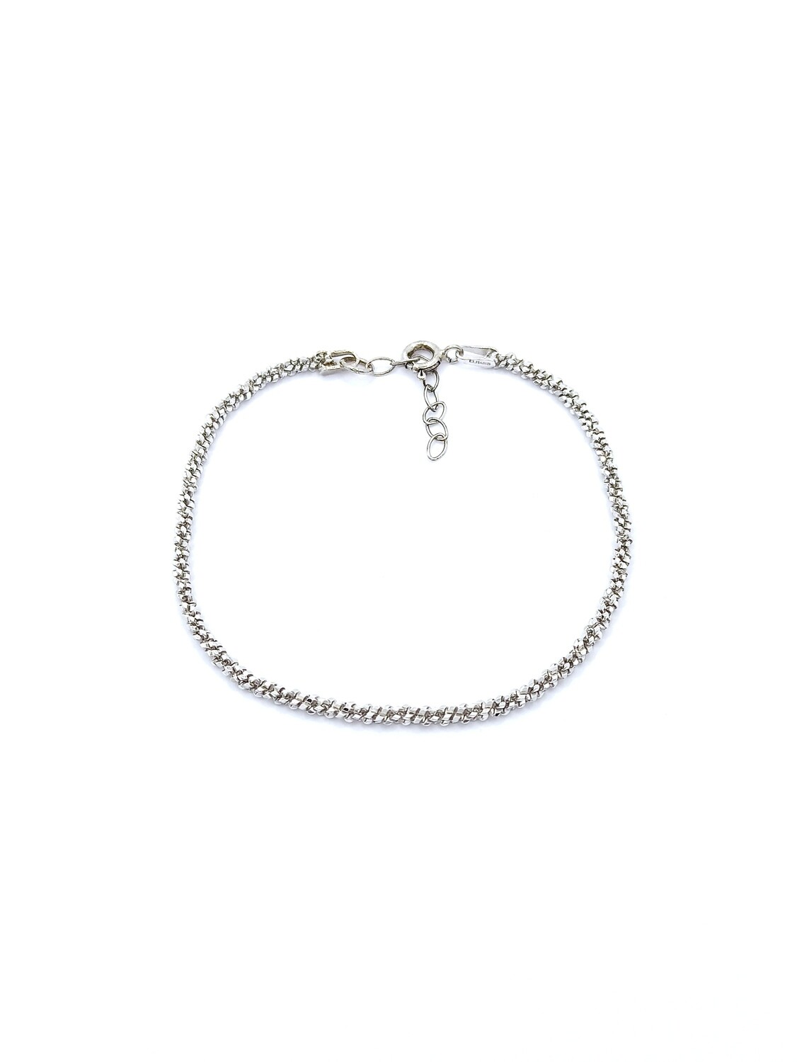 Silver 925 margarita diamond cut bracelet, MODEL-COLOR-SIZE: 1-White gold plated-Chain Length : 16.5cm + 3cm Adjustable
