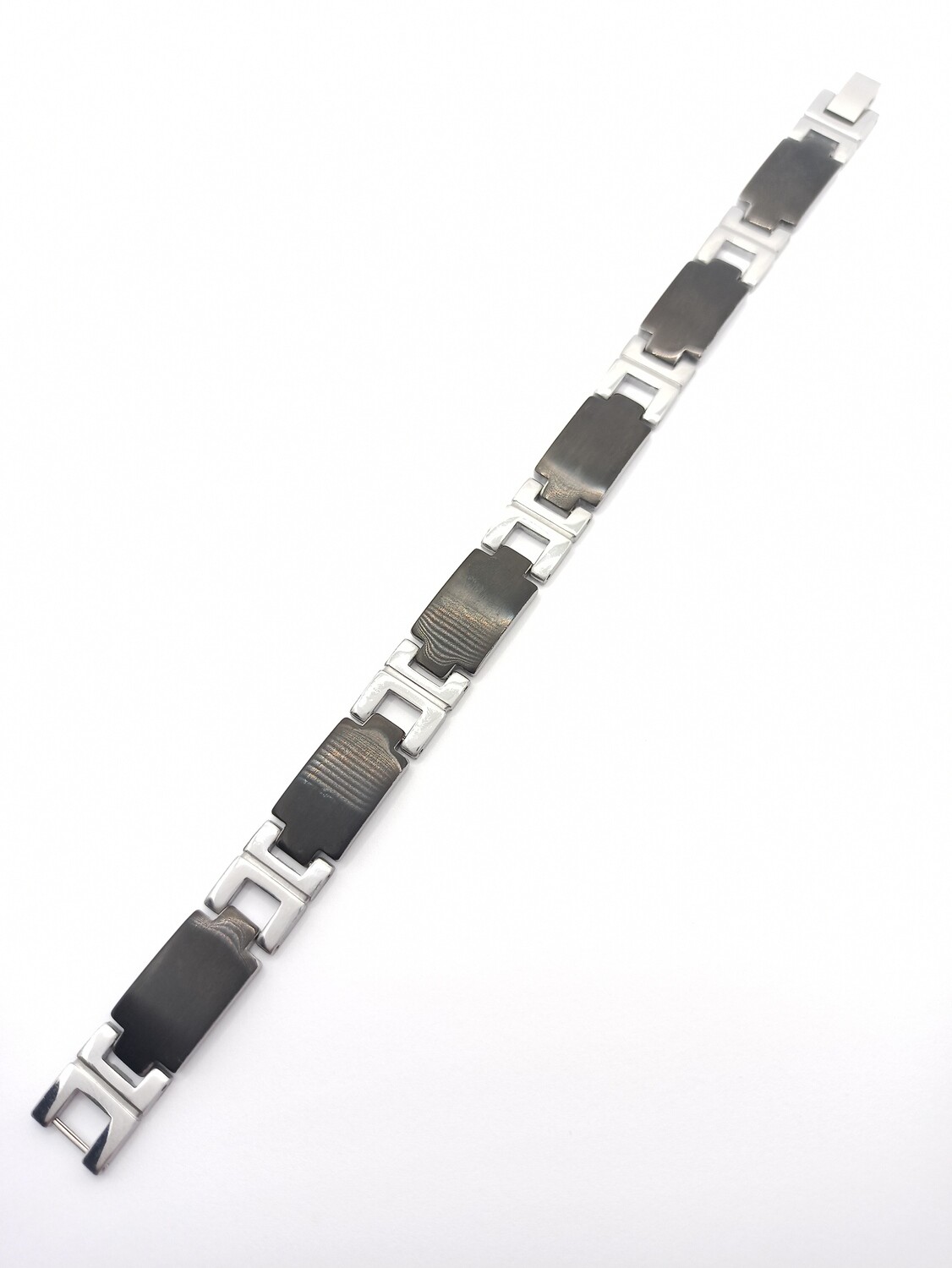 Stainless steel black-silver or gold men bracelet, MODEL-COLOR-BRACELET LENGTH: 1-Black and Silver-Bracelet Length: 21cm