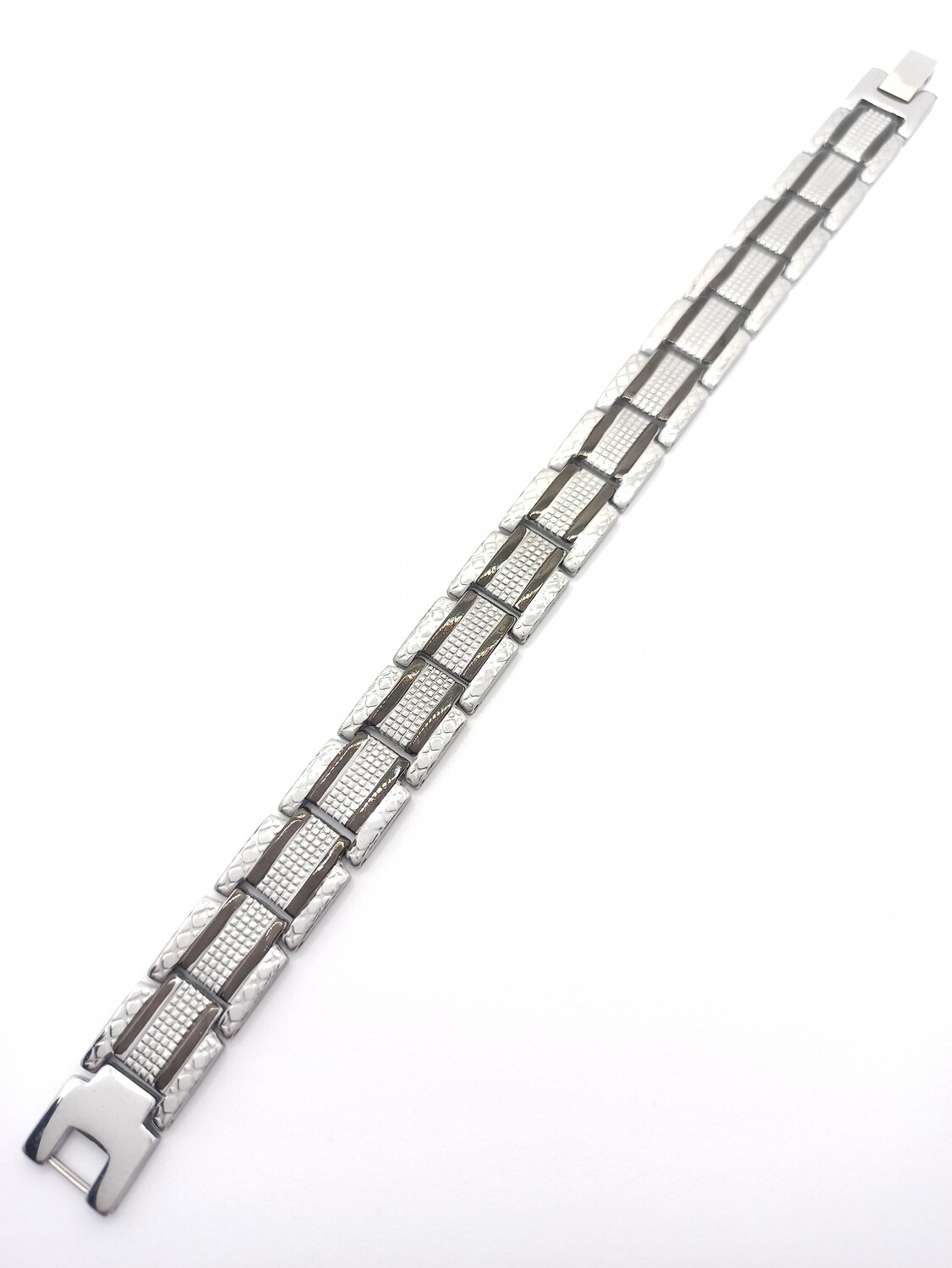 Stainless steel black and silver men bracelet, MODEL-SIZE: 1 Bracelet Length: 20.5cm