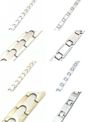 Stainless steel silver meandros mens bracelet