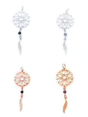 Silver 925 dreamcatcher 1 feather pendant