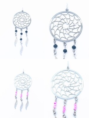 Silver 925 dreamcatcher 3 feather pendant