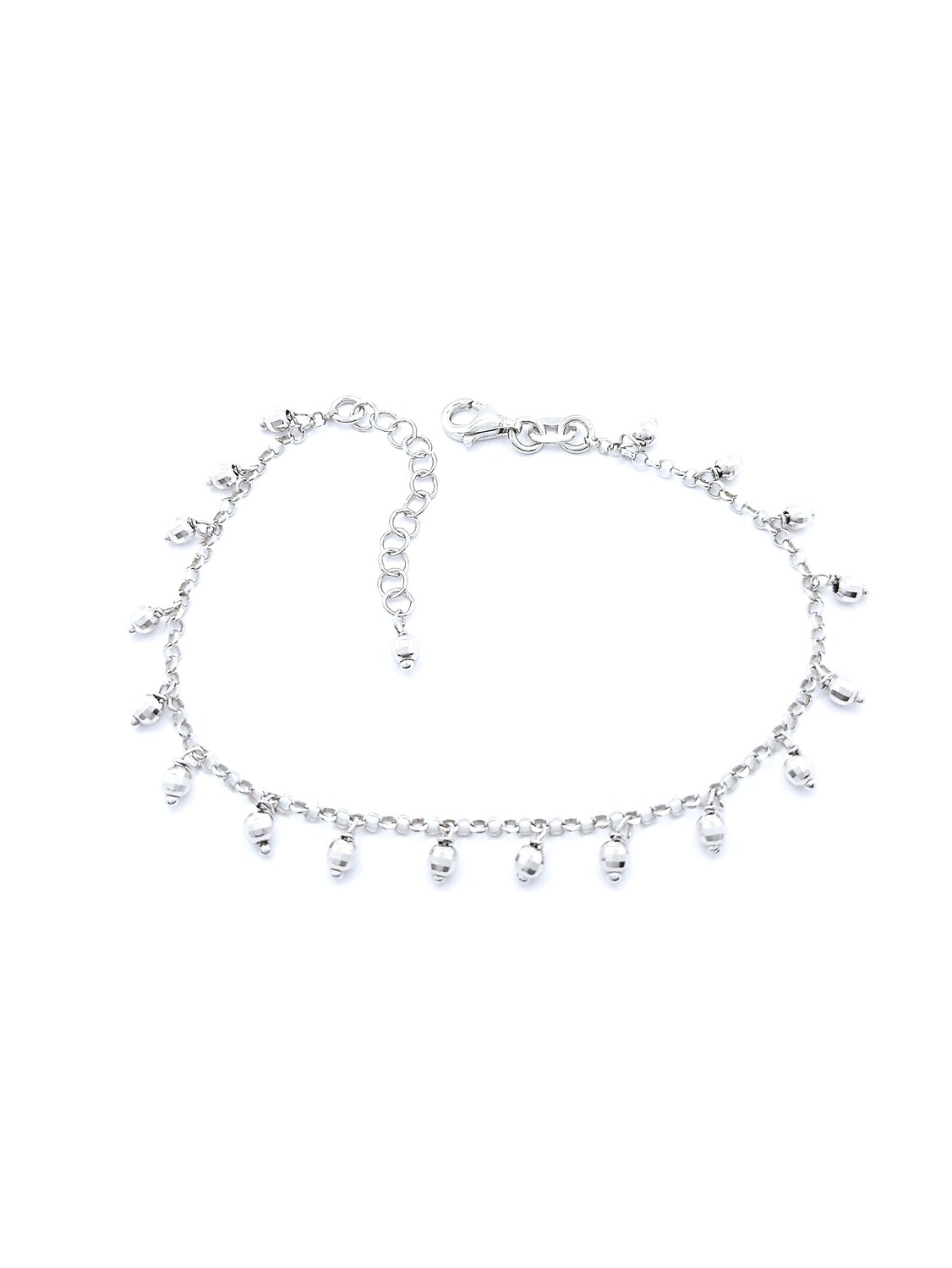 Silver 925 hand bracelet with dangling balls or  stone, MODEL-COLOR-CHAIN LENGTH-STONE COLOR: 1-White gold plated-Chain Length: 16.5+3cm Adjustable-No stone