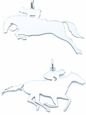 Silver 925 handmade horse with rider design pendant