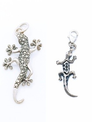 Silver 925 salamander oxidized pendant