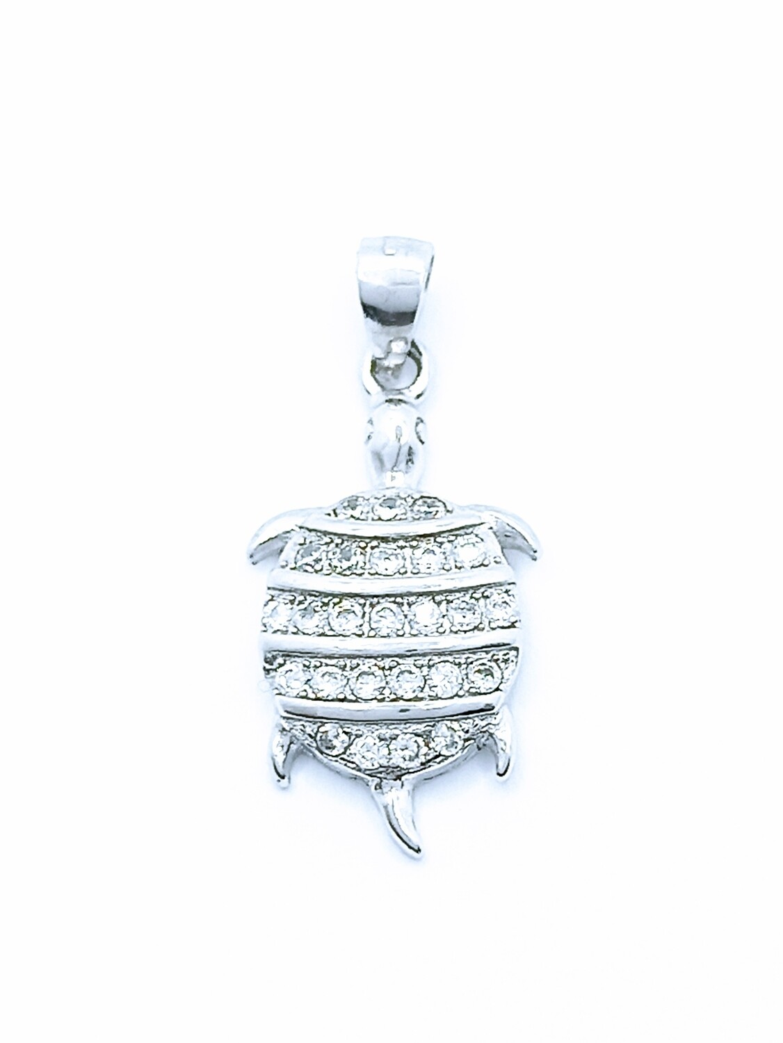 Silver 925 white stone sea turtle pendant, MODEL-SIZE: 1 Pendant height : 2.2cm-Width : 1cm