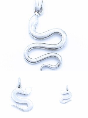 Silver 925 big solid handmade snake pendant