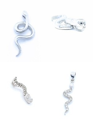 Silver 925 white stone snake pendant