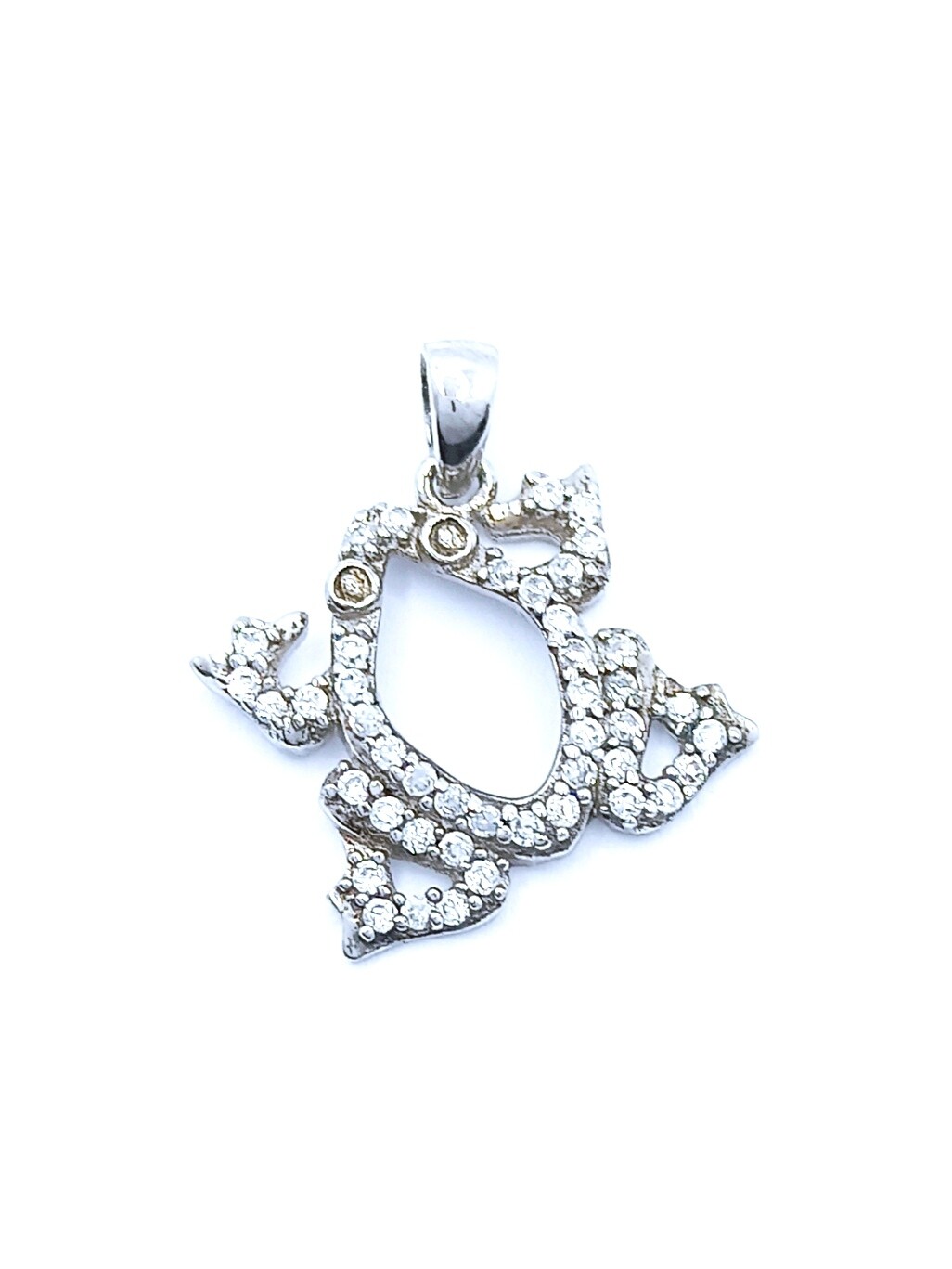 Silver 925 frog pendant and white stone, MODEL-SIZE: 1 Pendant length : 1.8cm-width : 1.6cm