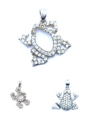 Silver 925 frog pendant and white stone