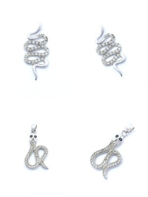 Silver 925 white stone snake pendant