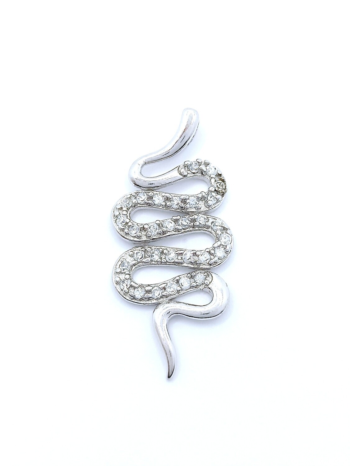 Silver 925 white stone snake pendant, MODEL-SIZE: 1 Pendant length : 3.3cm-width : 1.5cm