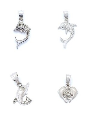 Silver 925 white stone dolphin pendant