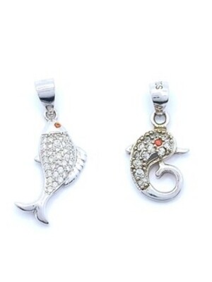 Silver 925 dolphin pendant white stone