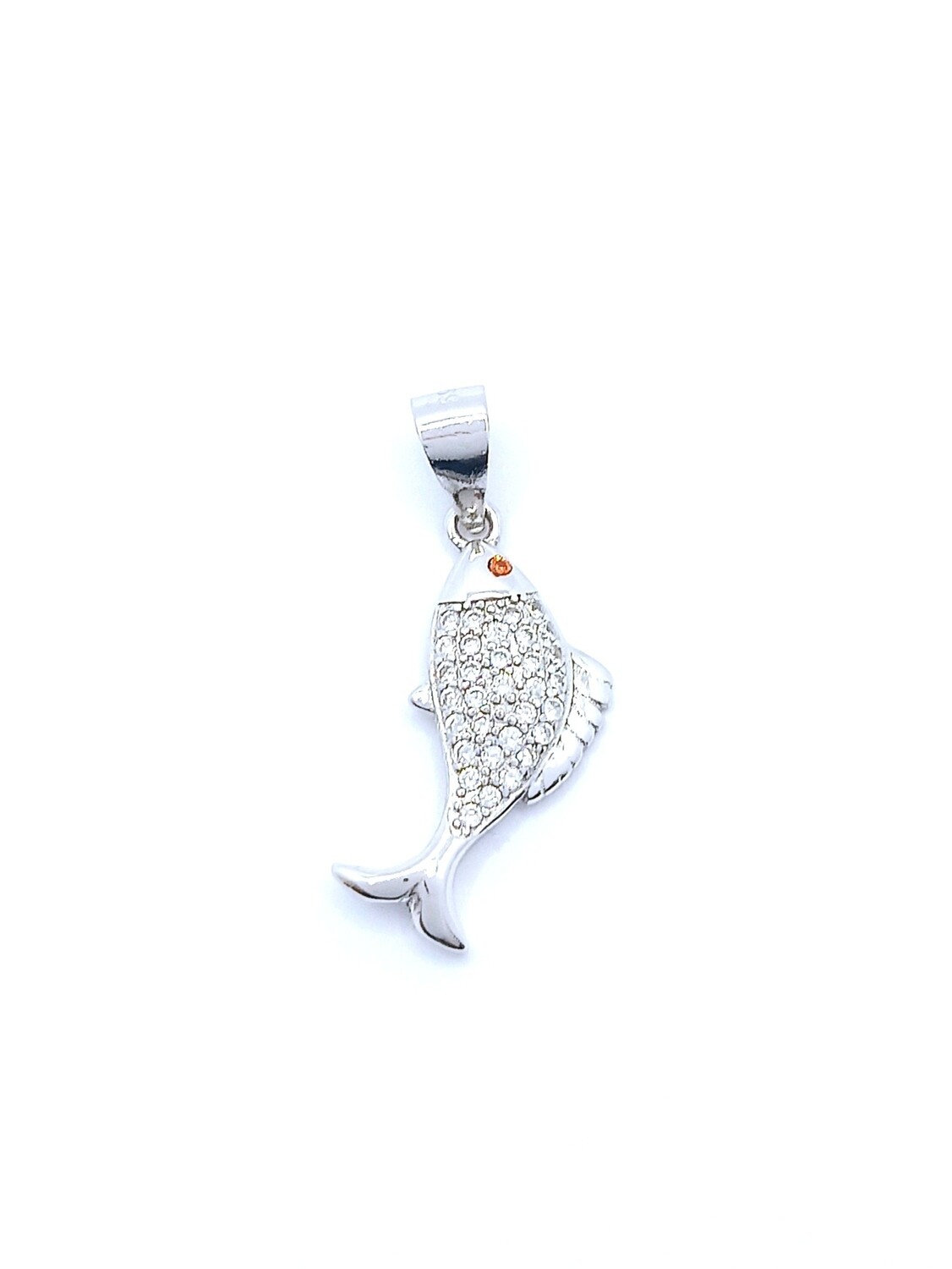 Silver 925 dolphin pendant white stone, MODEL-SIZE: 1 Pendant length : 2.4cm-width : 1.2cm