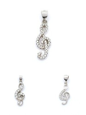 Silver 925 music instrument sol key pendant