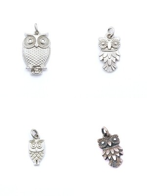 Silver 925 solid owl bird pendant