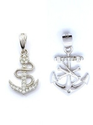 Silver 925 white stone anker pendant