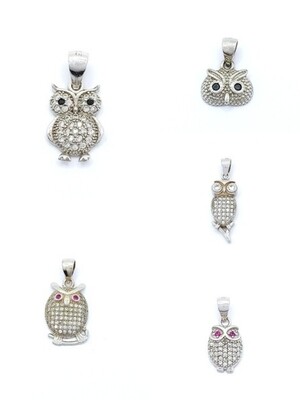 Silver 925 stone owl bird pendant