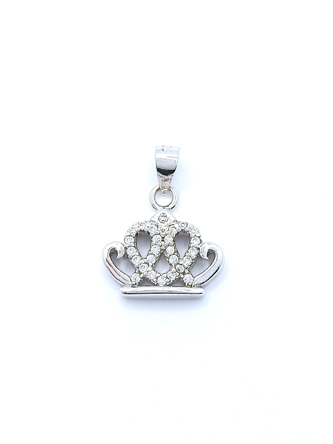 Silver 925 crown design pendant white stone, MODEL-SIZE: 1 Pendant length : 1.7cm-Width : 1.3cm
