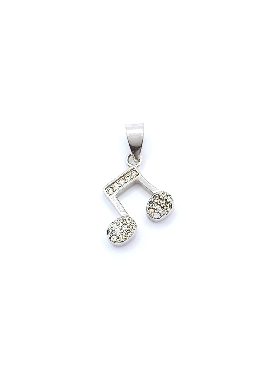 Silver 925 music double sixteenth note pendant, MODEL-COLOR-SIZE-STONE: 1-White-Pendant Height: 1.9cm-Width: 1cm-CZ White zirconia
