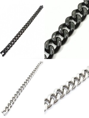 St. steel black thick gourmet mens bracelet