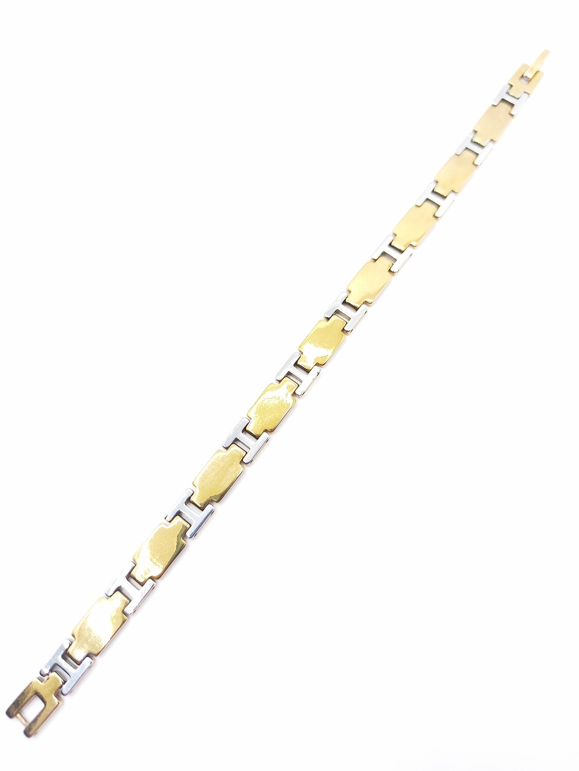 Stainless steel silver-gold  bracelet, MODEL-SIZE: 1 Bracelet Length: 19cm
