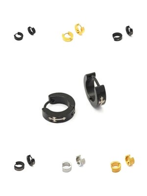 Stainless steel cross or maiandros hoop earring